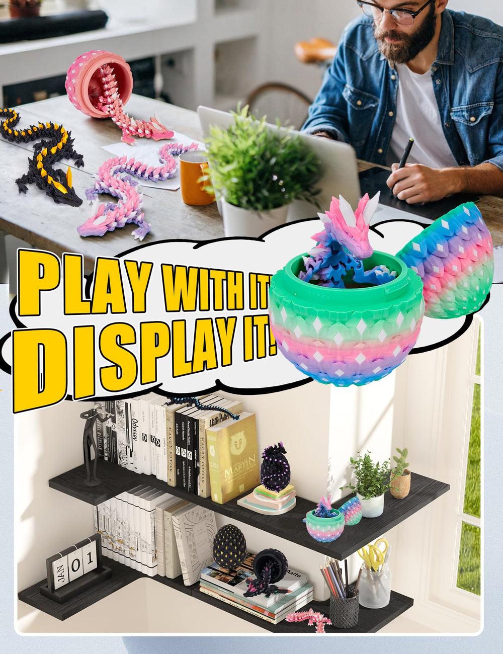 YILCER Eco-friendly PLA dragon toy is safe for curious kids.
