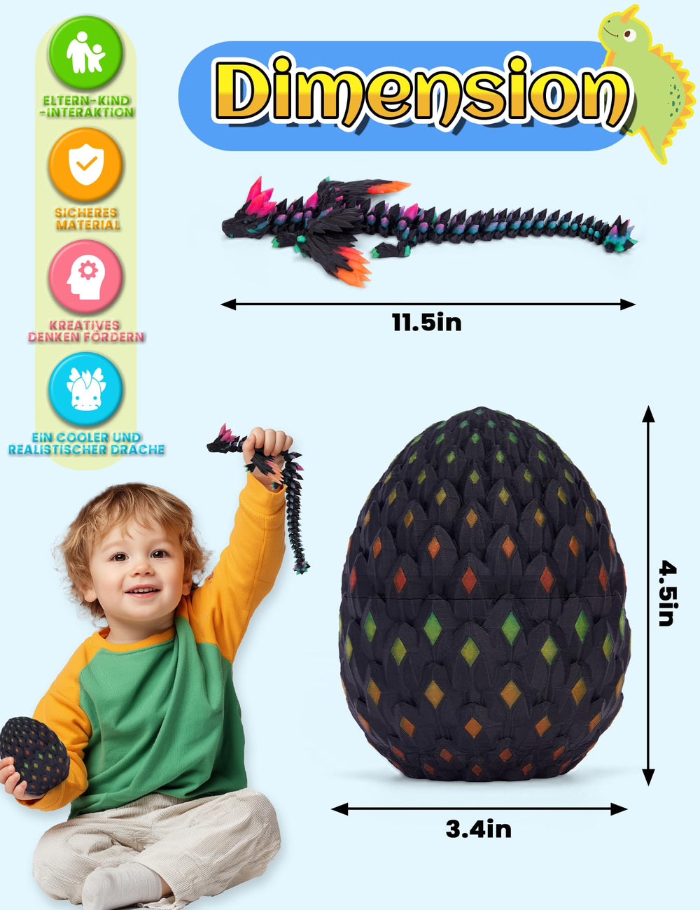 YILCER glow-in-the-dark dragon egg brightens shelves with neon aura.