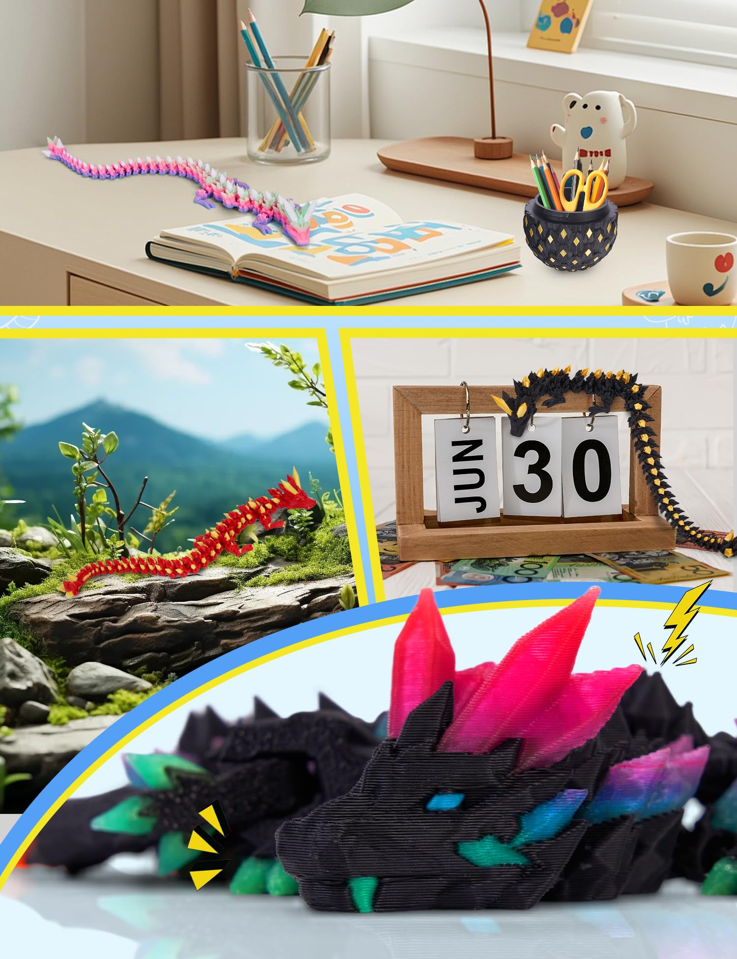 YILCER rainbow glow dragon enhances teen room decor.