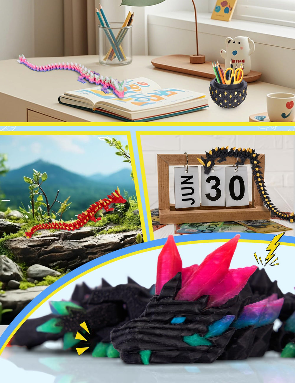 YILCER rainbow glow dragon enhances teen room decor.