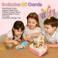 Children can record stories or songs with the DIY feature on the Yimido phonograph.