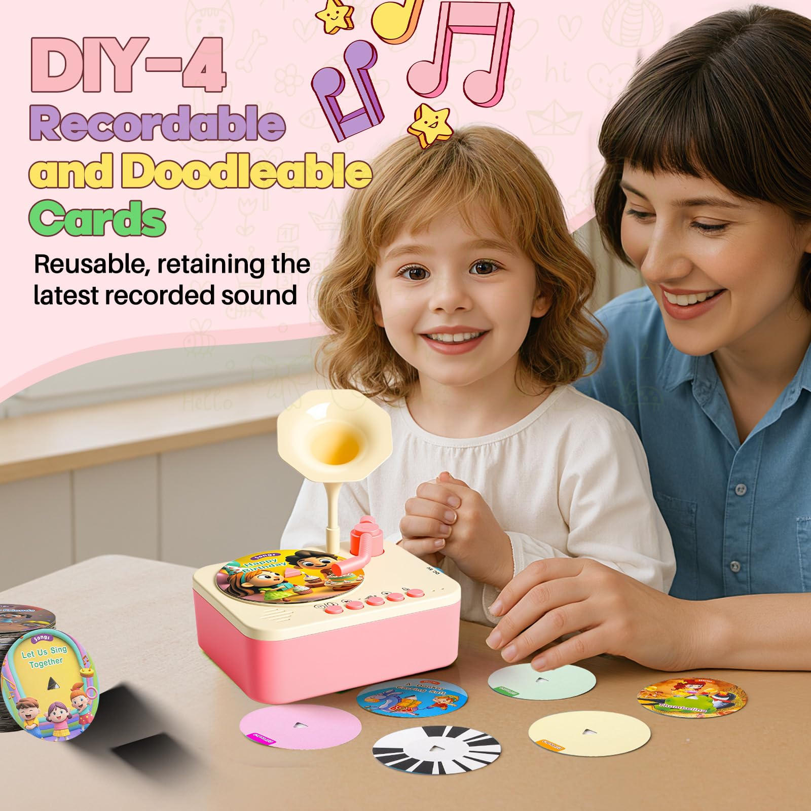 Soft detachable flower light from the Yimido phonograph creates a calming night-time ambience.