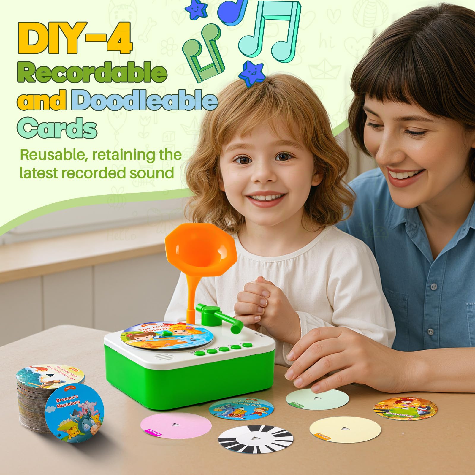 Yimido Kids Phonograph portable design ideal for travel and on-the-go use