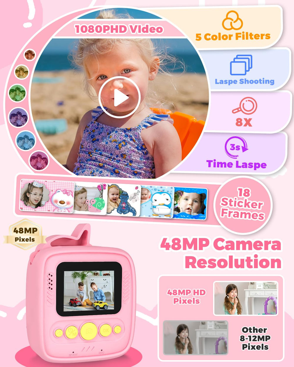 YINGOOT instant print camera display screen for quick previews