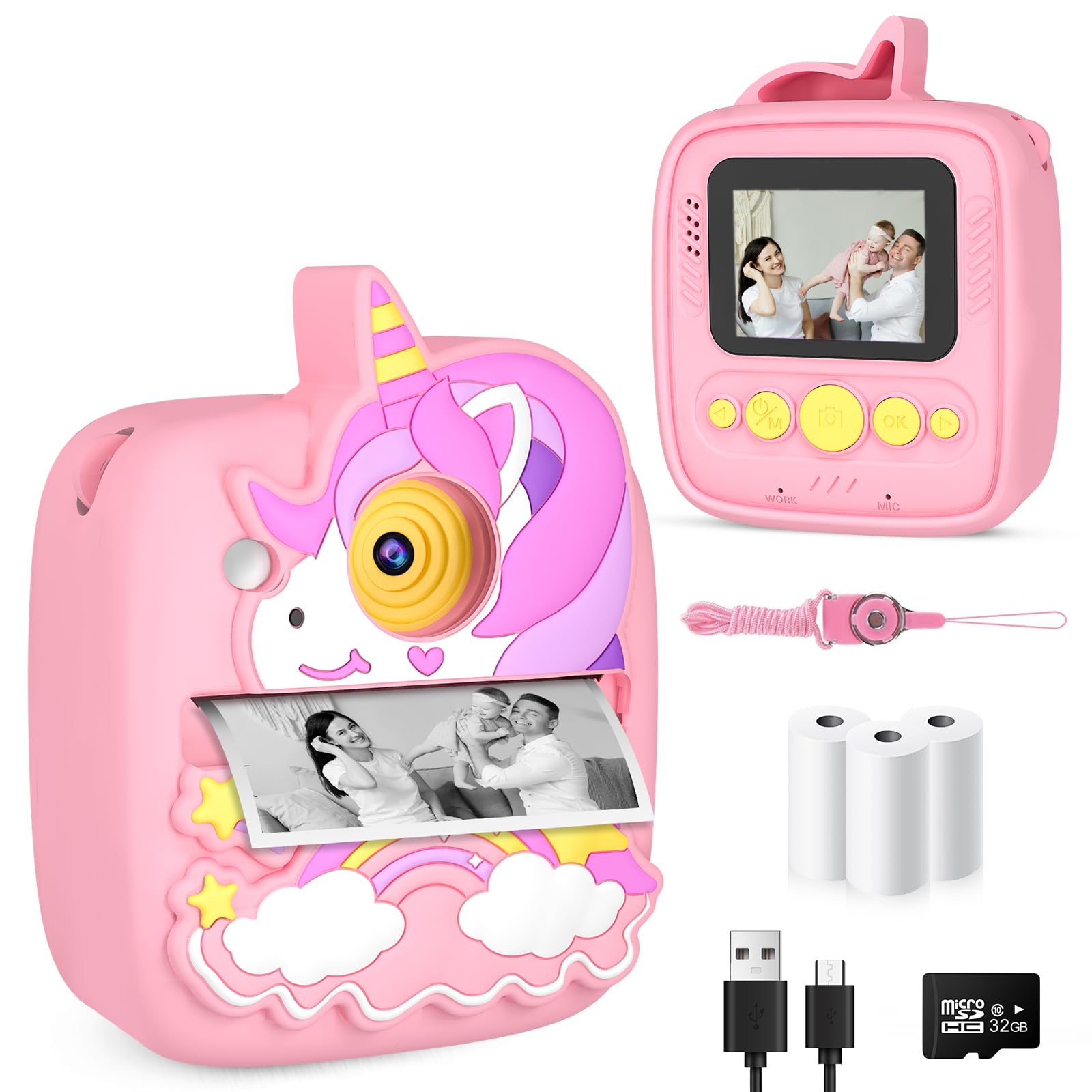 YINGOOT kids camera instant print front view with compact, kid-friendly design