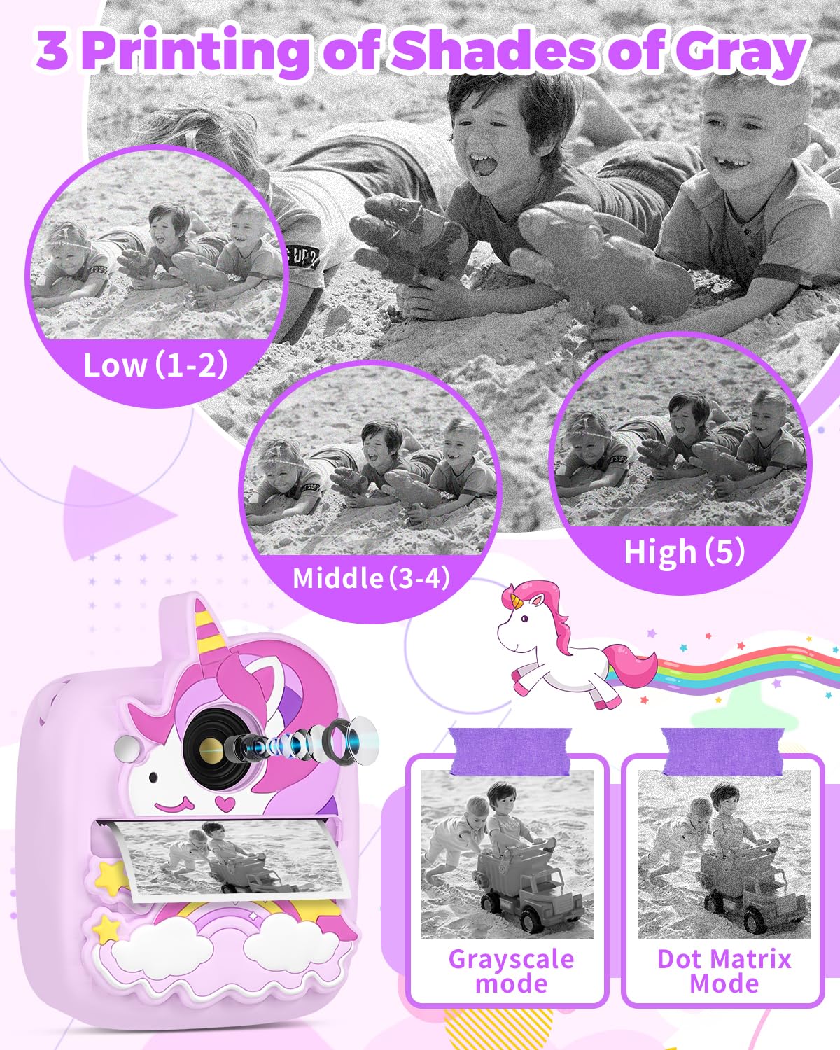 YINGOOT 2-inch IPS screen provides vivid color display for young photographers.