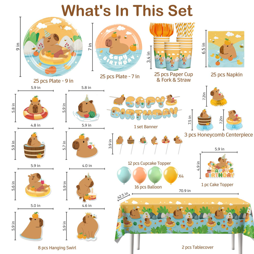 Yingoto capybara hanging swirls create dynamic movement for a lively party.