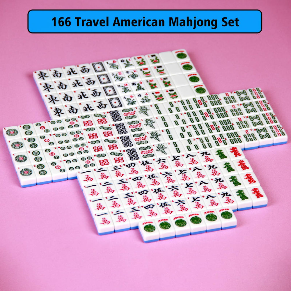 YINIUREN 166-piece Mahjong tiles blue packaging showing complete set.