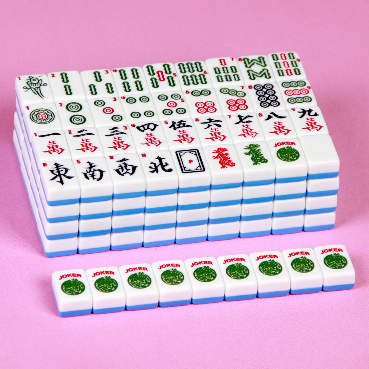 YINIUREN travel Mahjong set 24mm tiles in blue, premium precision for game nights.