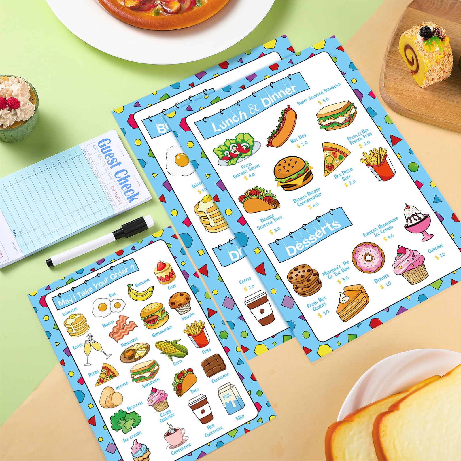 Yinkin detailed play menu sizes image with kid-friendly pages.