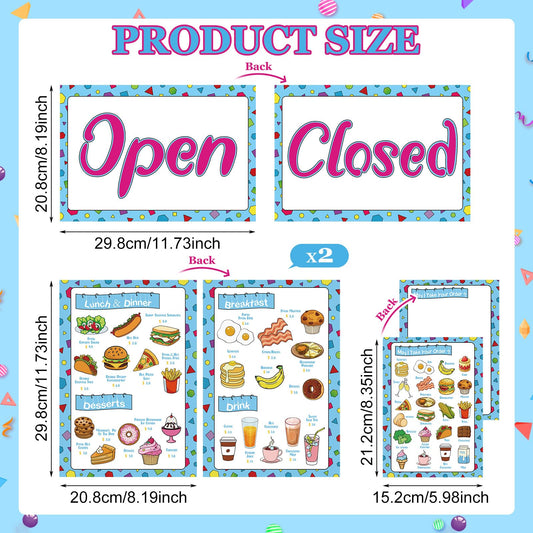 Yinkin pretend restaurant menus close-up, durable materials for repeated use.