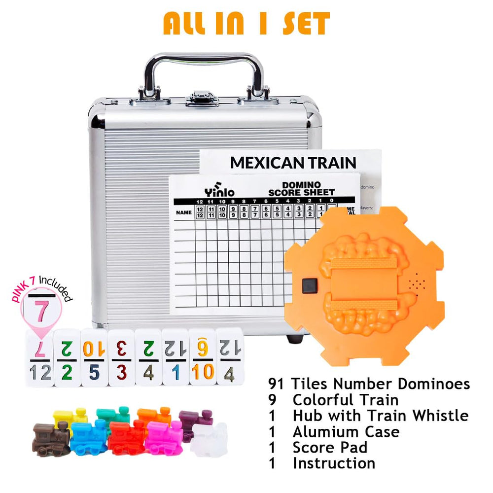 Yinlo double 12 domino tiles with colored numbers for easy reading.