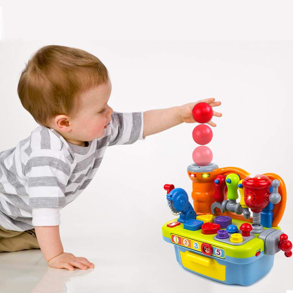 Yiosion durable construction workbench stands up to rough toddler play.