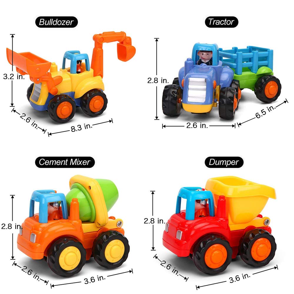 Yiosion Push and Go Bulldozer top-view, chunky grip and quick reaction
