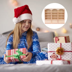 Yiphates 1:12 scale bookcase for dollhouse adds natural wood texture to shelves.