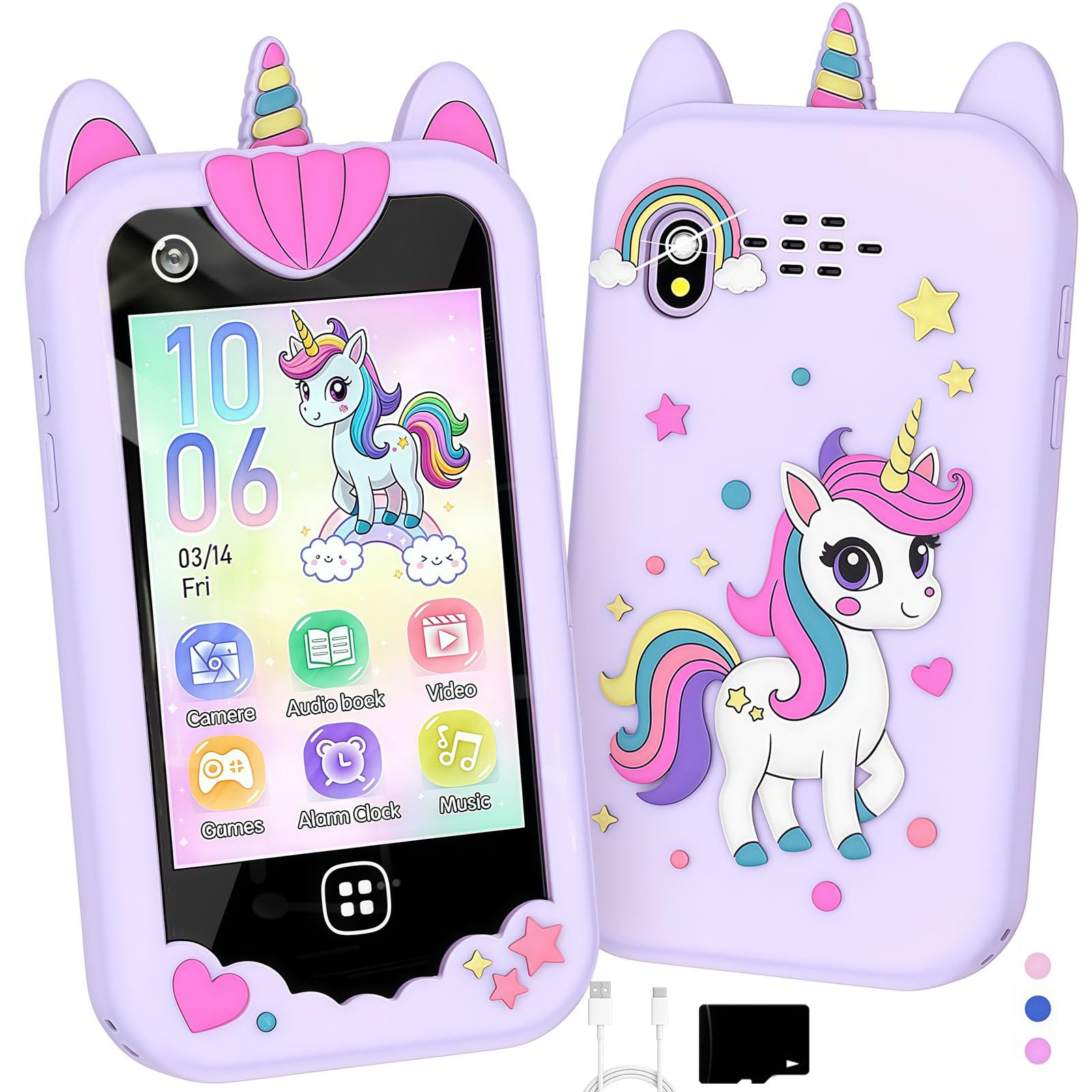 Yiphun Kids Smart Phone front view on a 2.8-inch display for easy use