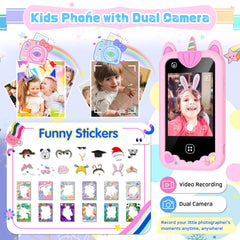 Yiphun kids smart phone pink side view showing compact kid-friendly design