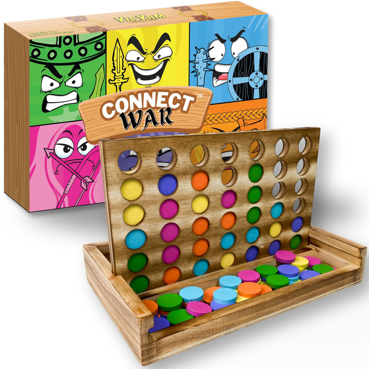 YipYam Games Connect War table setup for family game night