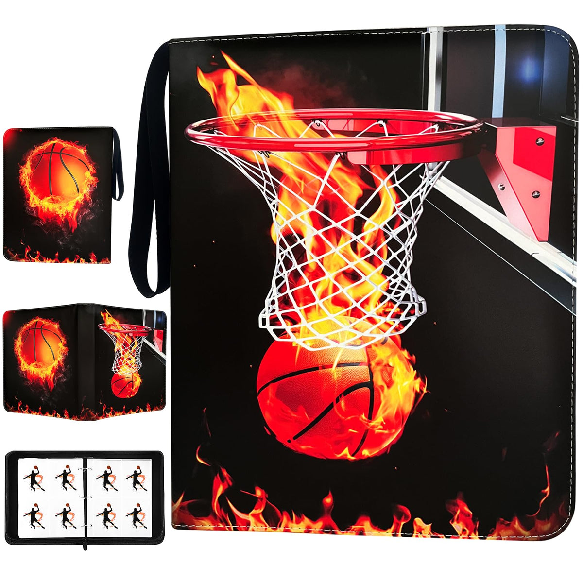 Yisheme basketball card binder front view for durable protection.