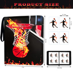 Yisheme basketball card binder open to show four-pocket pages.