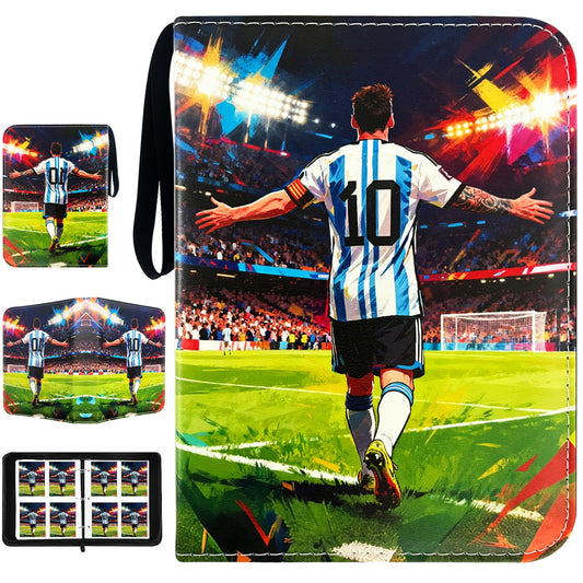 Yisheme soccer card binder with four pockets per page for organized viewing.
