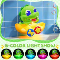 Yitbisy bubble machine bath toy with rainbow lights, adds bath-time excitement.