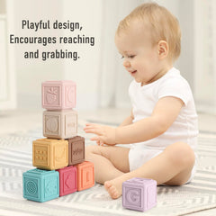 YIVEKO Blocks' soft silicone texture is gentle for curious mouths during teething.