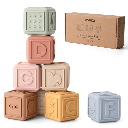 YIVEKO Baby Blocks with animals for early visual learning and stacking fun