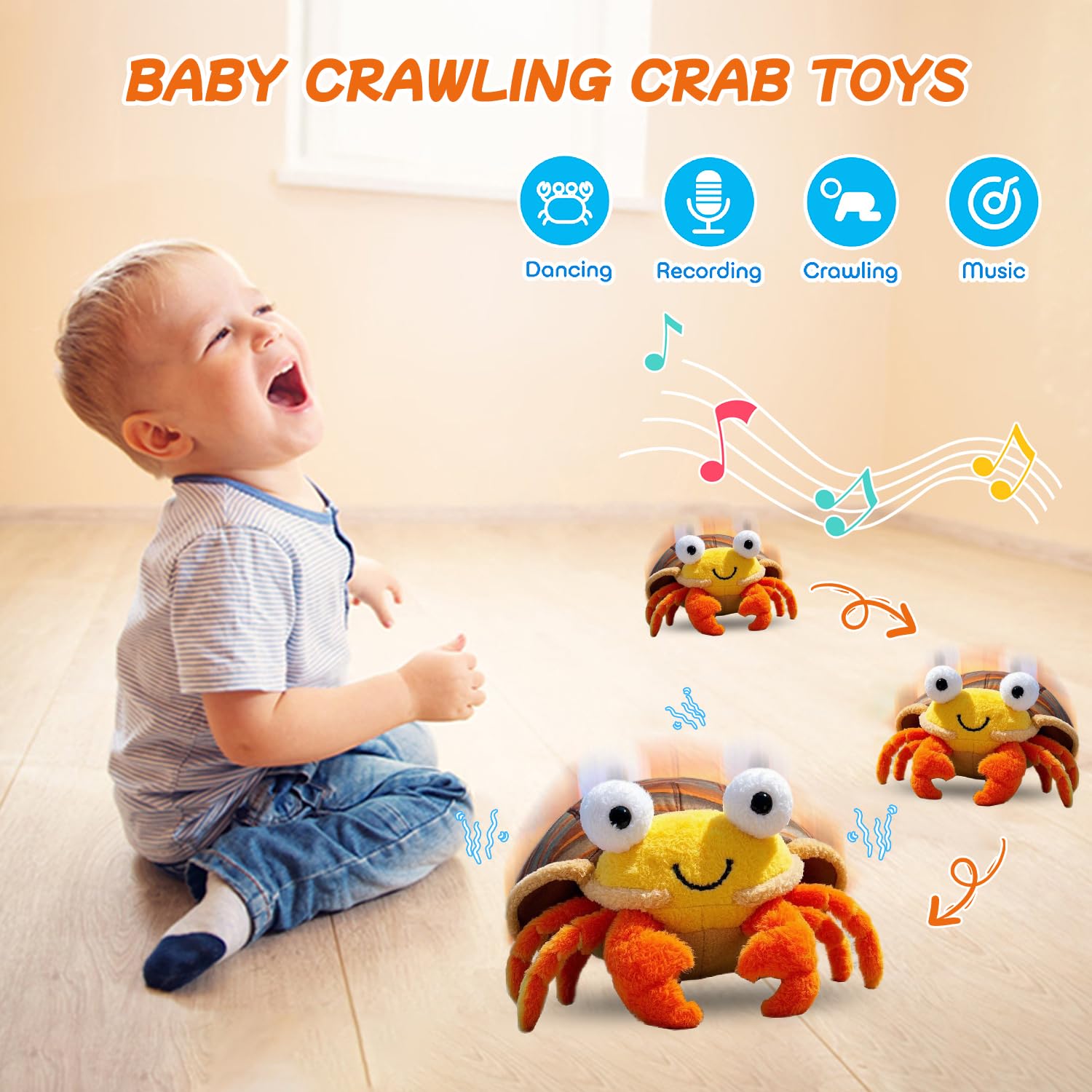 Yiwsnust music plush crab with 40+ songs enhances musical awareness
