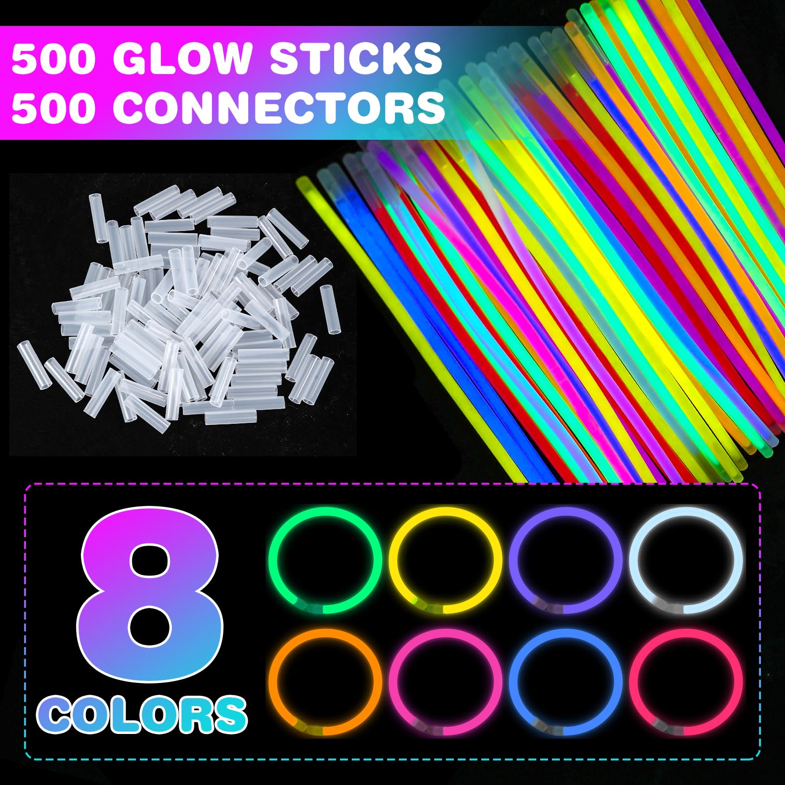YixangDD glow-stick connectors create easy bracelets and necklaces