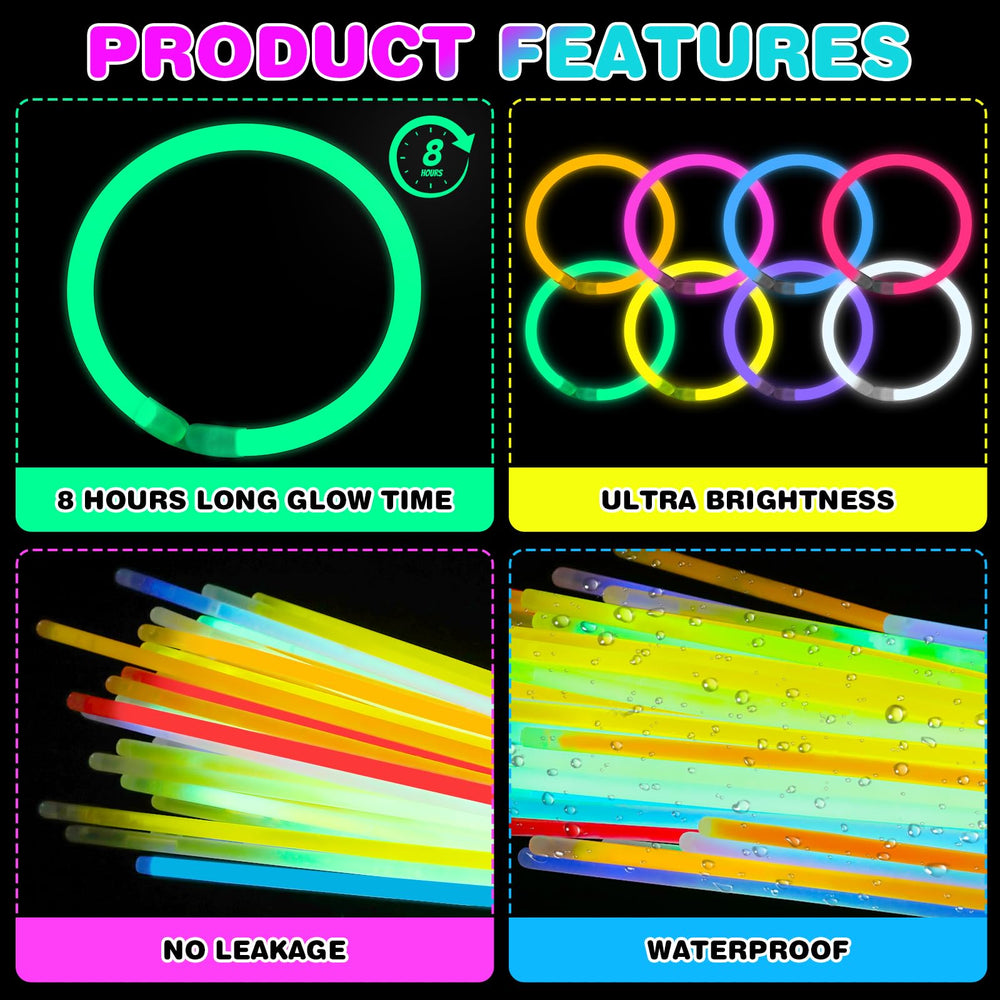 YixangDD glow sticks for DIY glow jewelry with connectors and color options