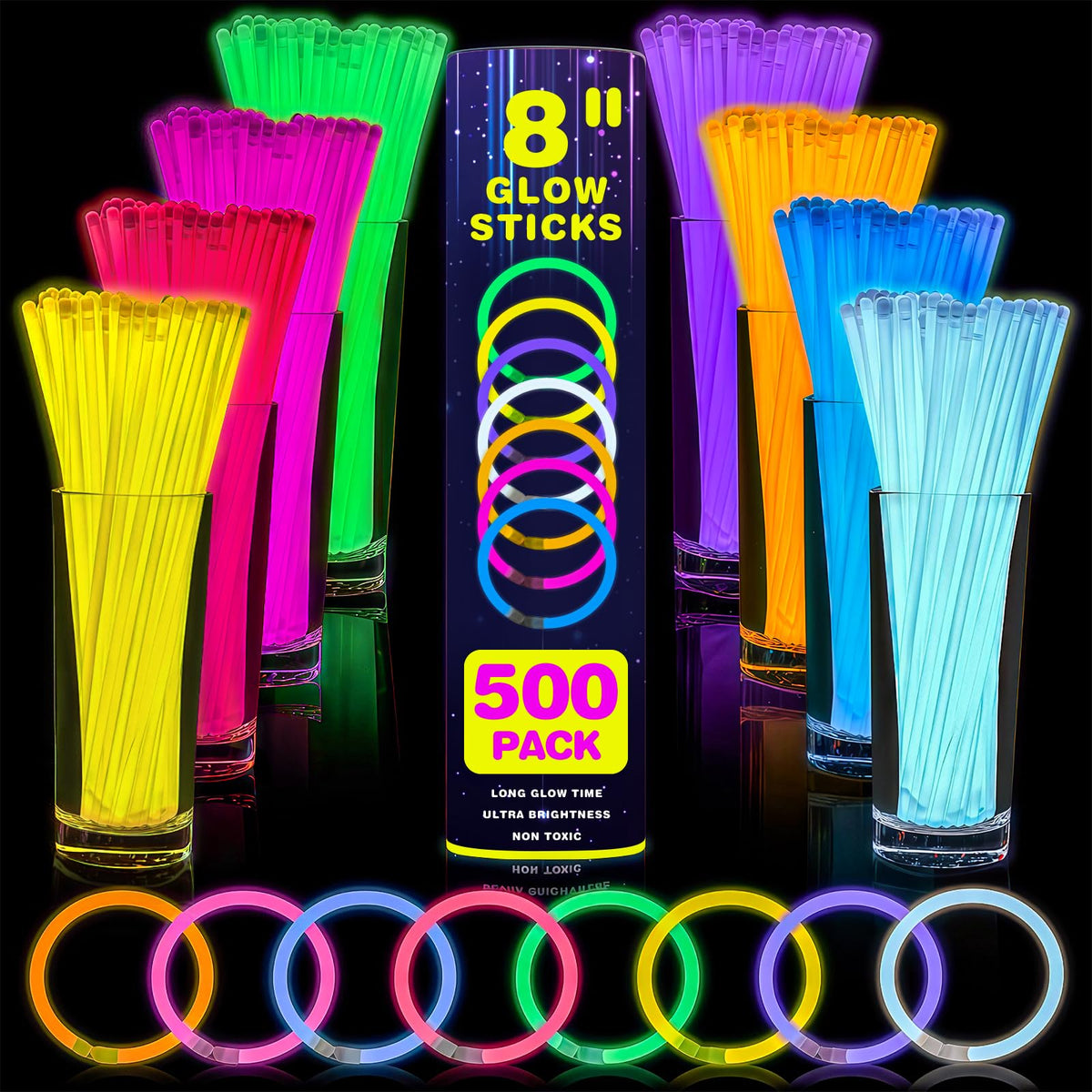 YixangDD glow sticks 8-inch bulk pack brightens parties with long-lasting glow