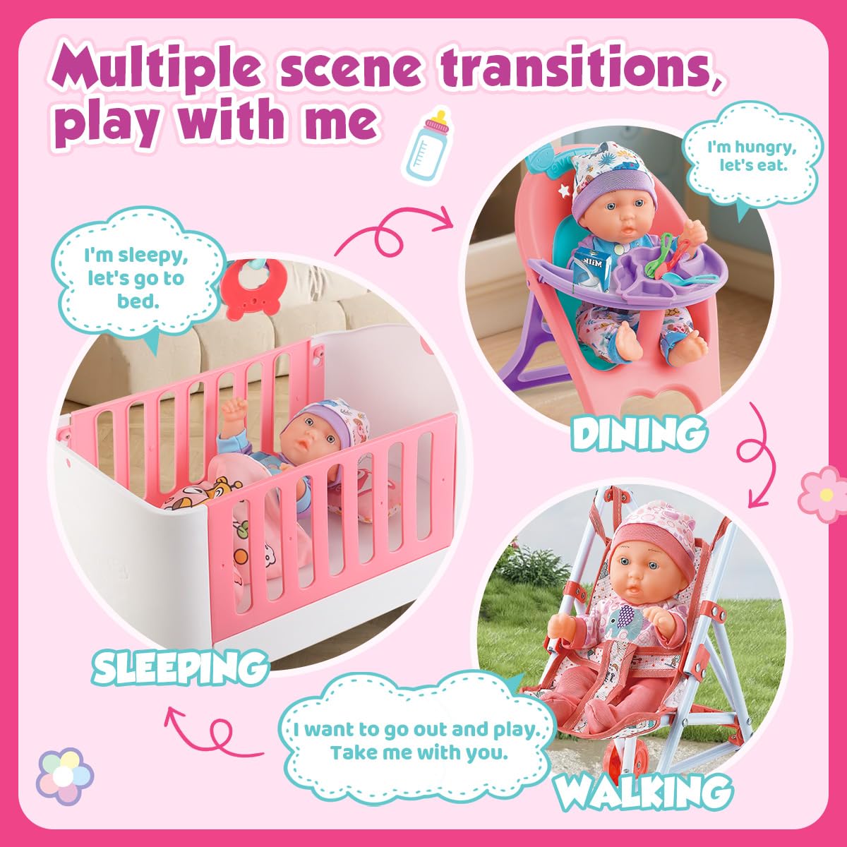 YIYBM 24-piece doll accessories kit for creative storytelling and organization
