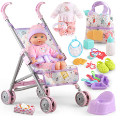YIYBM baby doll from the stroller set ready for imaginative play