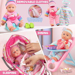 YIYBM dining chair image highlights mealtime pretend play with dolls