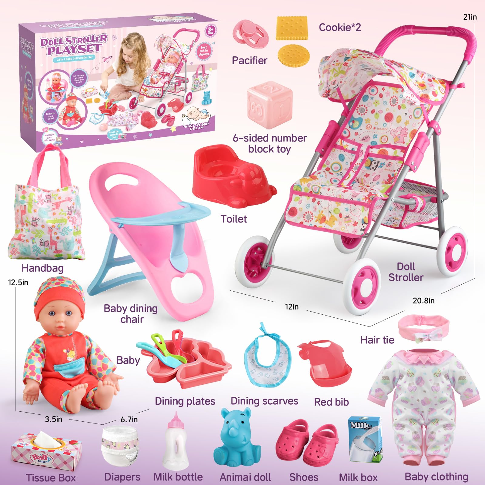 YIYBM doll dining chair adds realistic feeding scenes during pretend play.