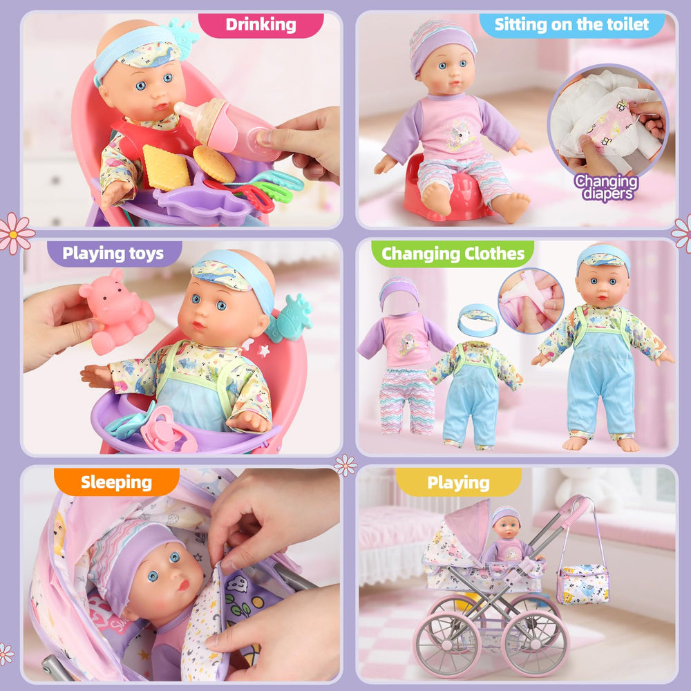 YIYBM gift-ready doll stroller set, perfect for birthdays or holidays.