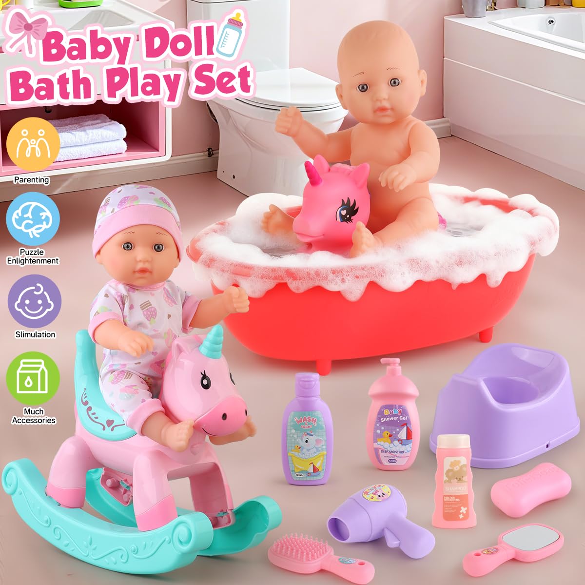 YIYBM rocking chair with doll enhances interactive pretend play