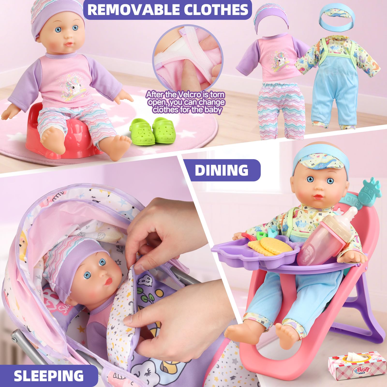YIYBM twenty-three-piece accessory set with outfits and dining ware.