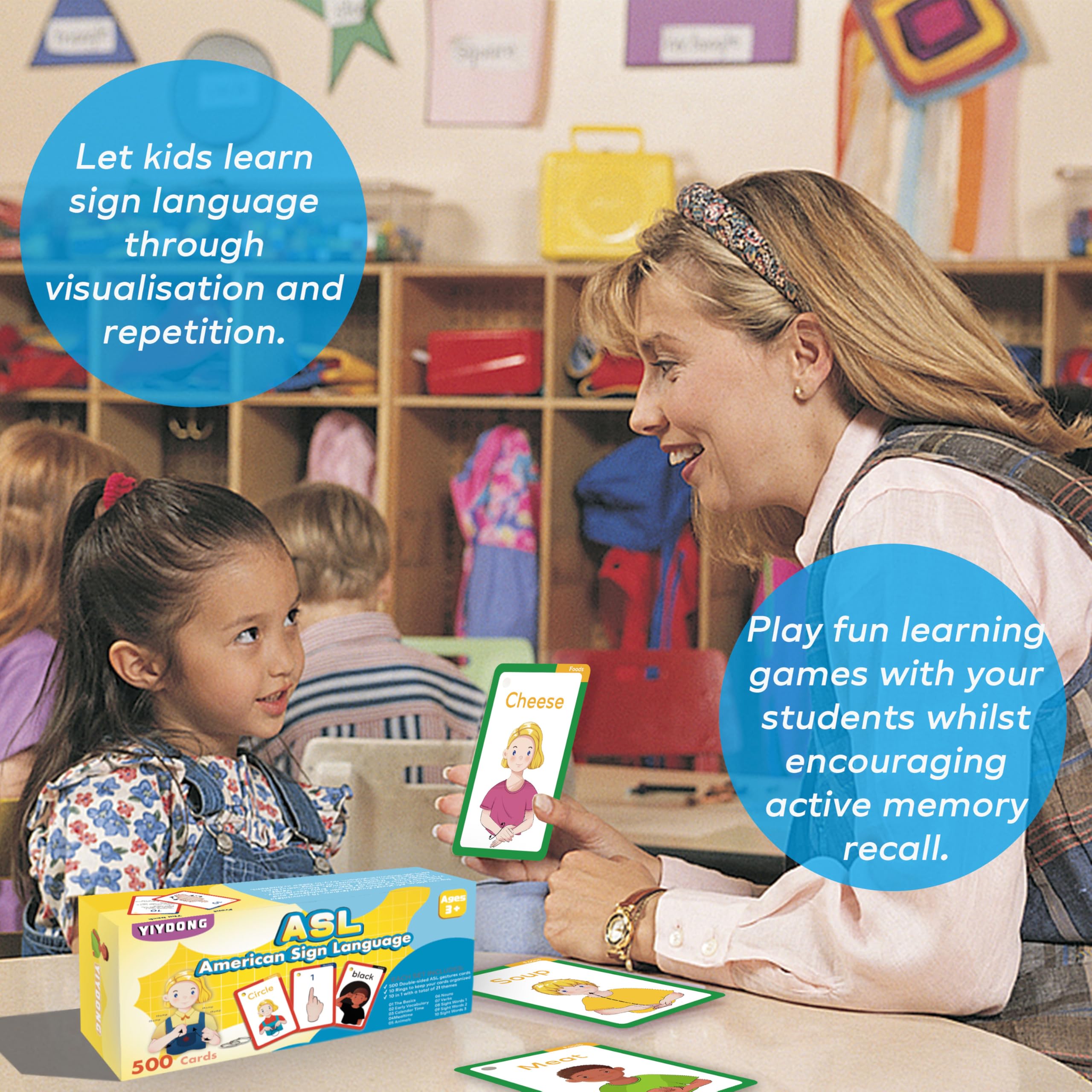 YIYDONG ASL flash cards come with rings for customizable sets