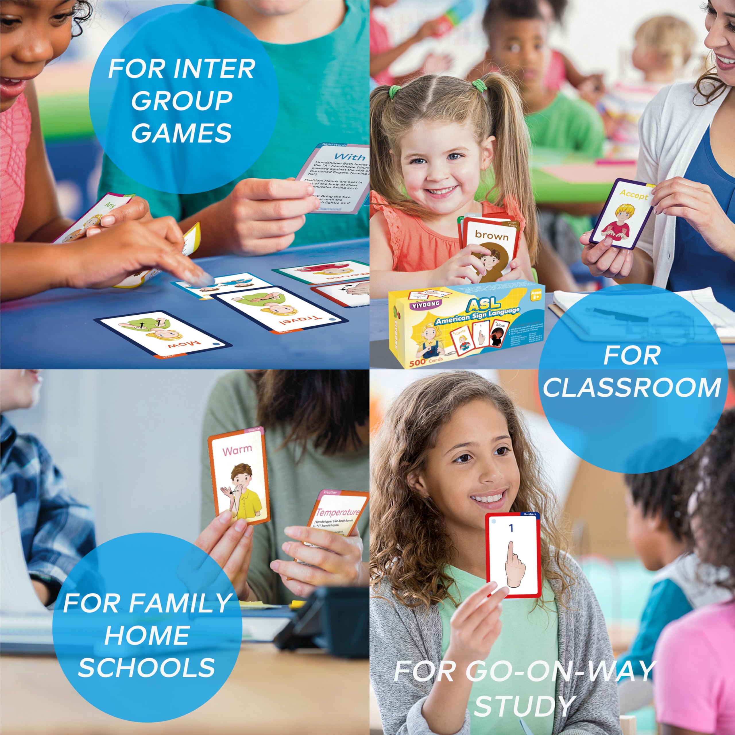 YIYDONG ASL flash cards ready for learning in everyday activities