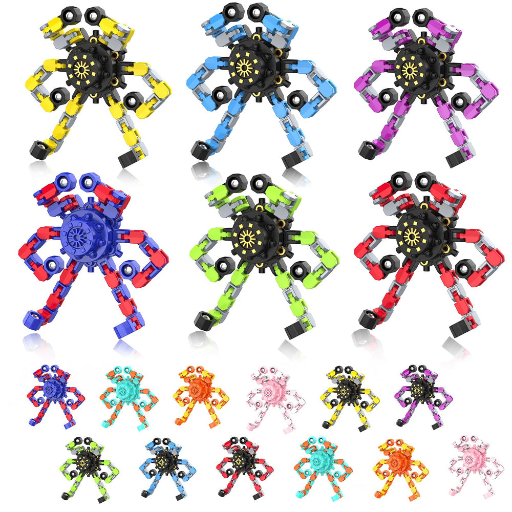 YIZER transformable fidget spinner assembly with adjustable chains for longer spins.