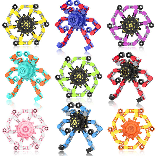 YIZER transformable fidget spinner top view with six adjustable chains offering longer spins.