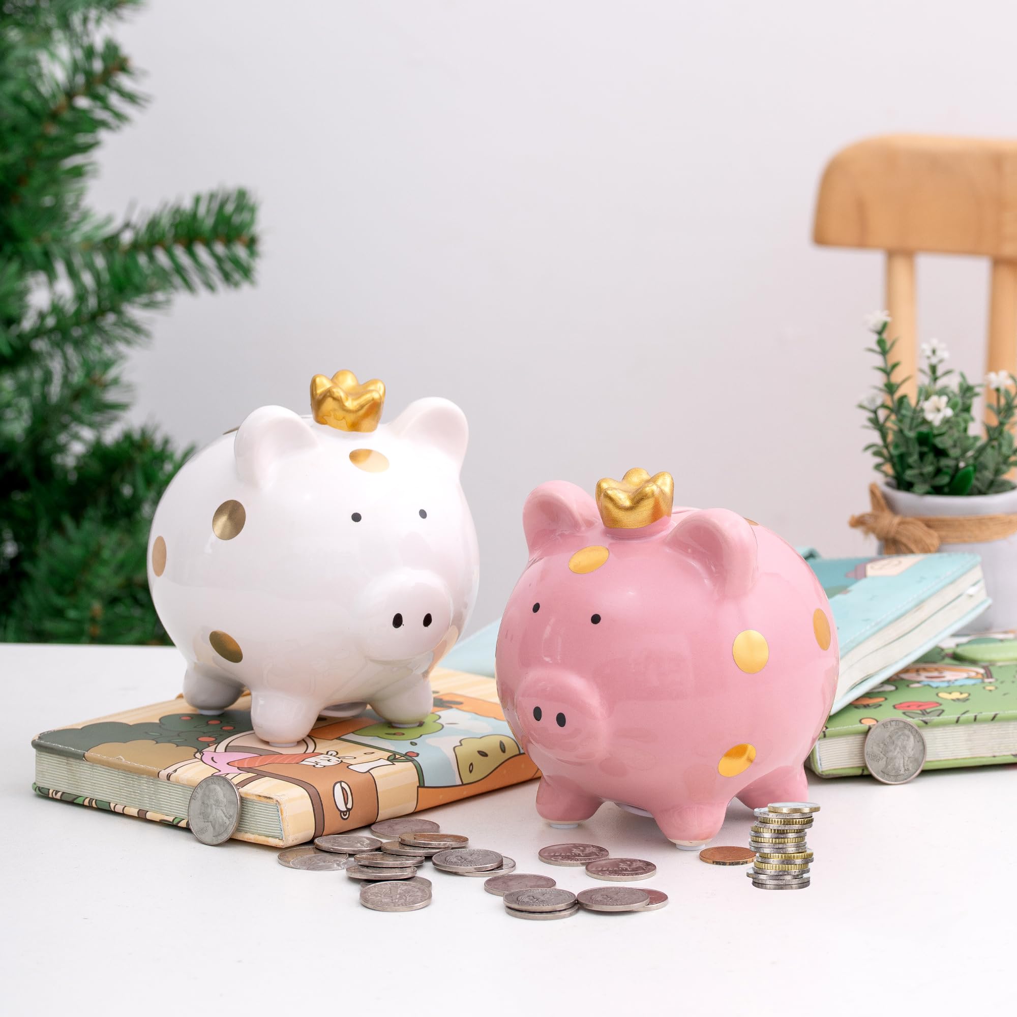 YJNSFT gift-ready pink crown piggy bank, perfect for birthdays or holidays