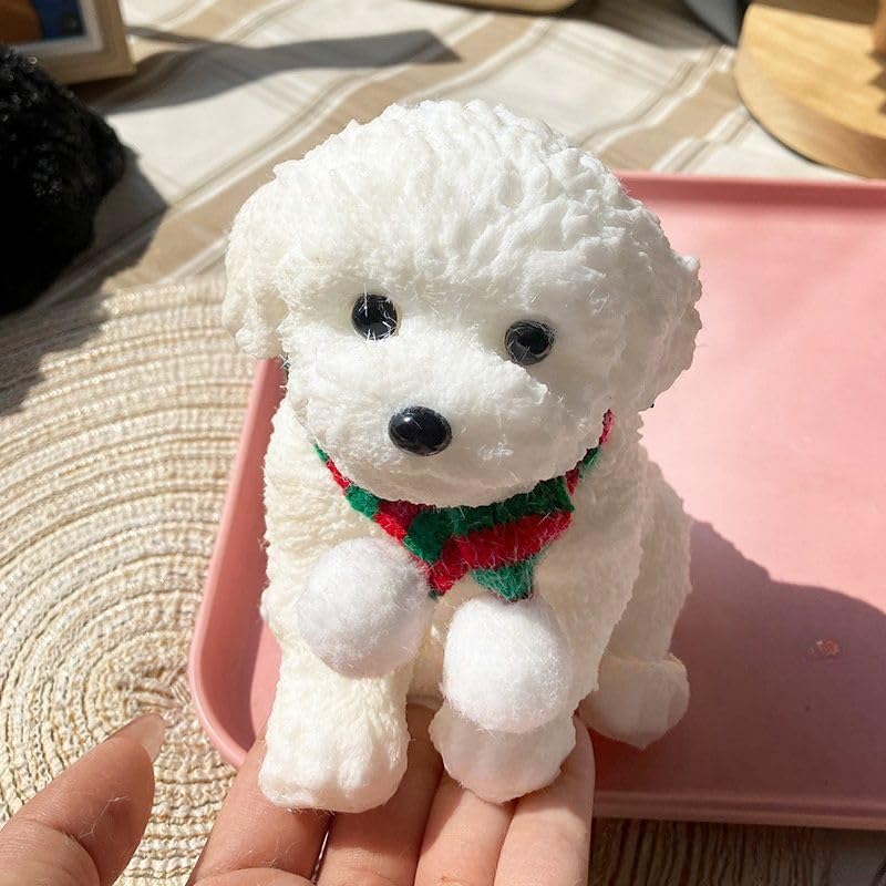 YJPPDD Big Taba dog squishy in white teddy finish, extra-large for relaxation.
