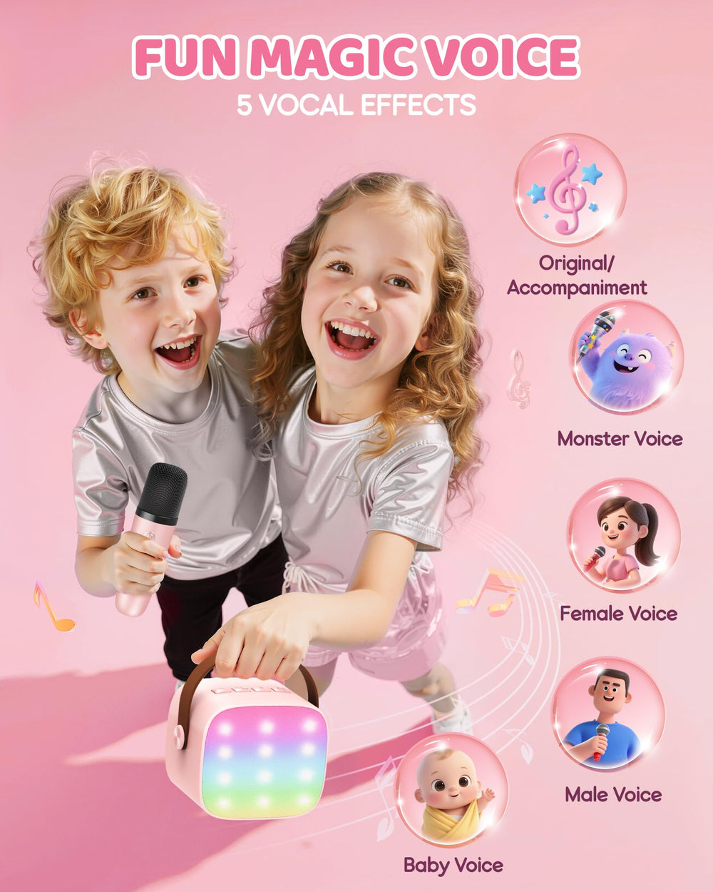 YLL karaoke machine LED lights dance to the rhythm during songs