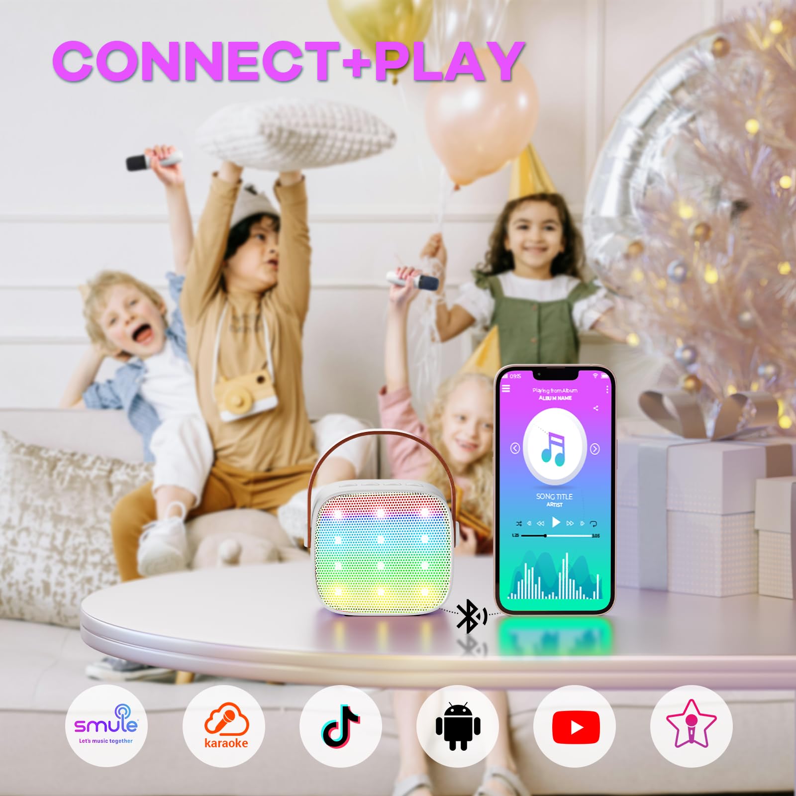 YLL Mini Karaoke Machine in-use setup during games, outings, or classroom activities.