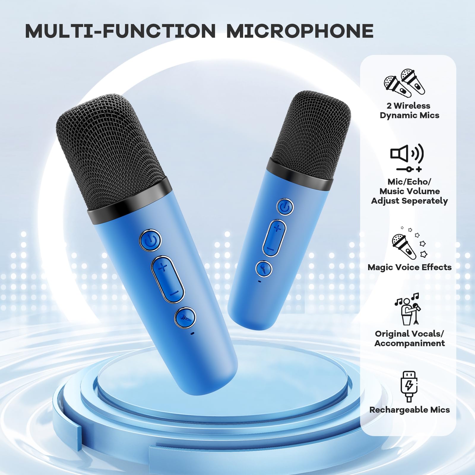 YLL family karaoke session with two mics and dynamic lighting