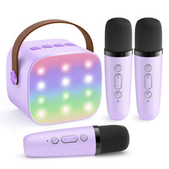 YLL upgraded mini karaoke machine purple, front view for family singing.