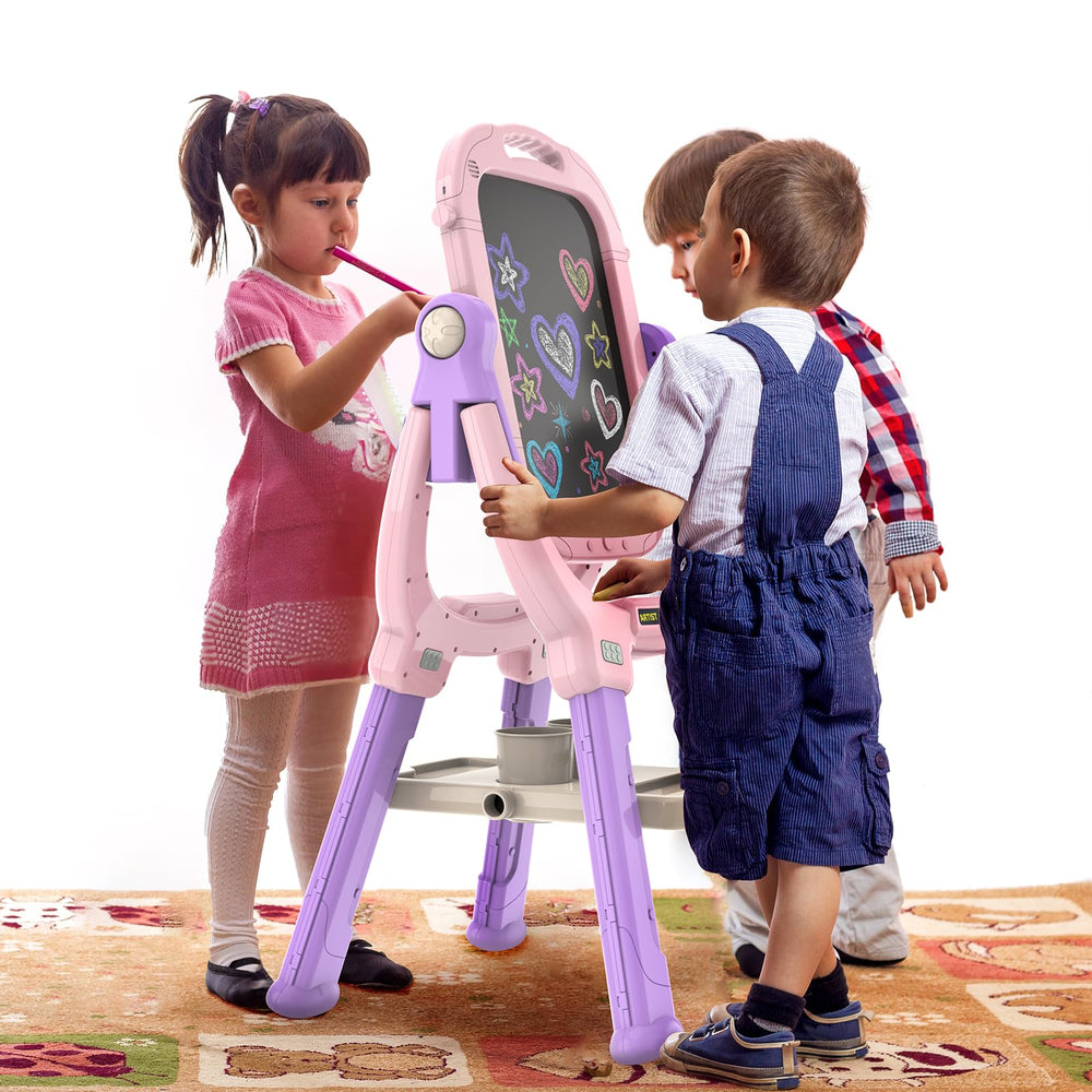 Ylovetoys Easel demonstrates 360-degree rotation for flexible art sessions